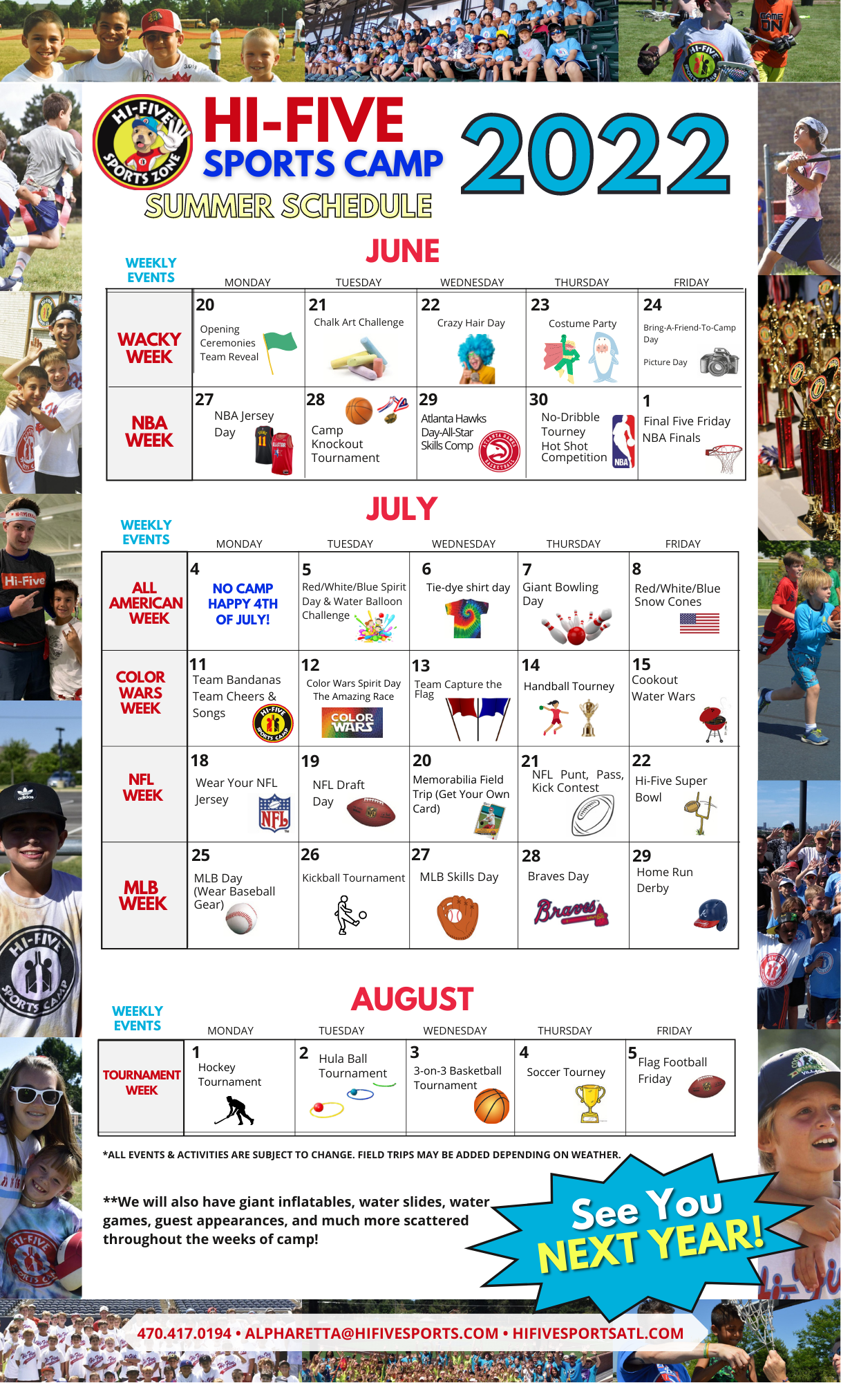 Alpharetta Camp Calendar 2022