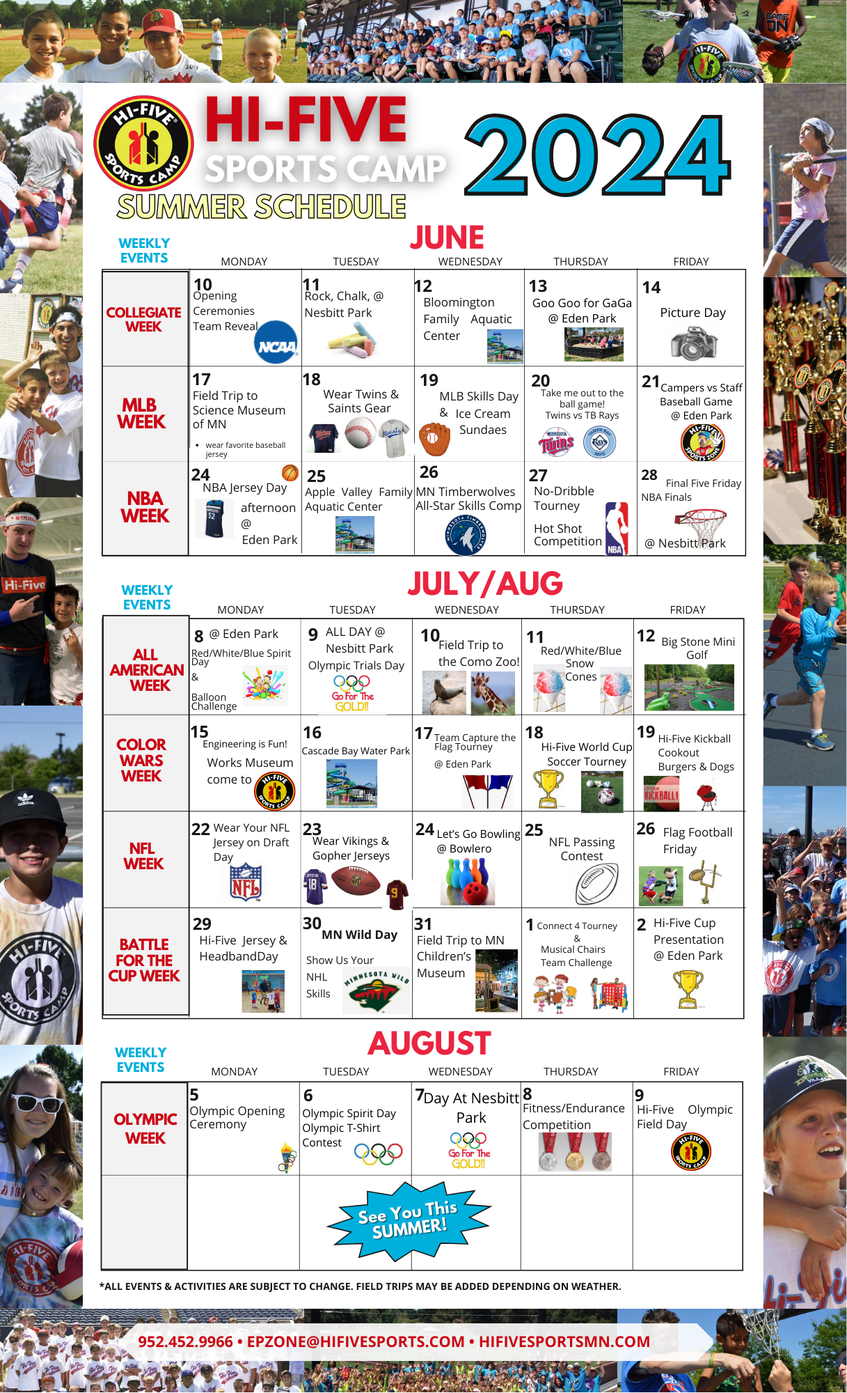 Summer Camp Calendar 2024