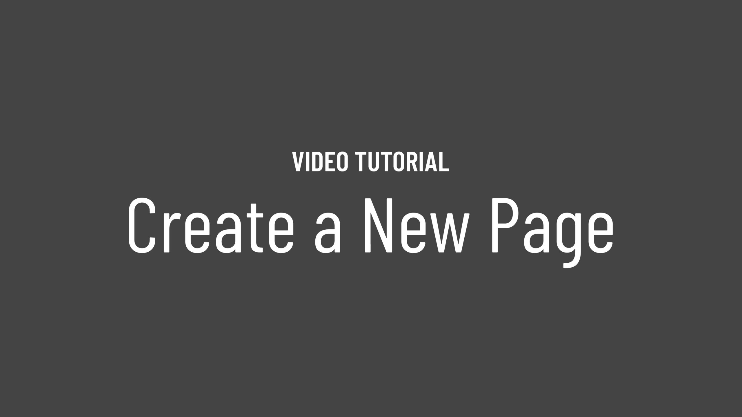 TUTORIAL CreateNewPage