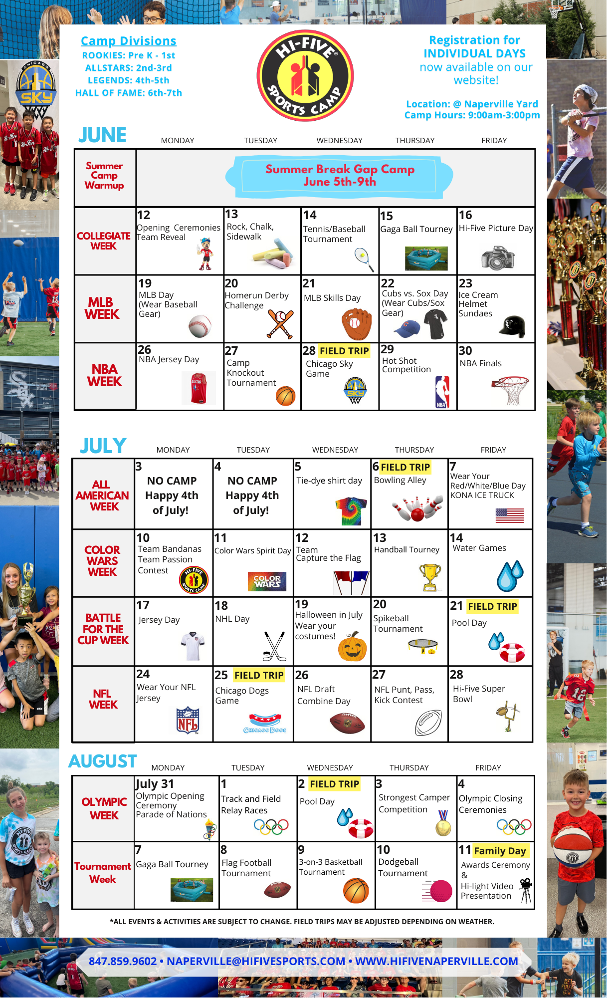 Print Out 2023 Naperville Summer Schedule